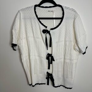 Grace Karin Ivory Cardigan with Black Accents